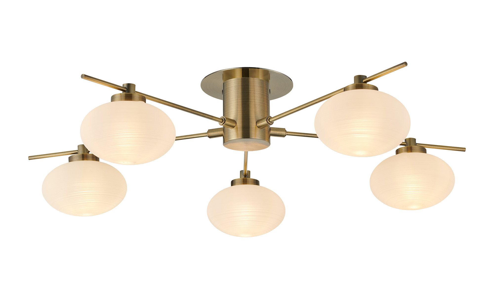 D0972AB/A/OP  Addie Flush Ceiling, 5 Light G9, Antique Brass/Opal A Glass